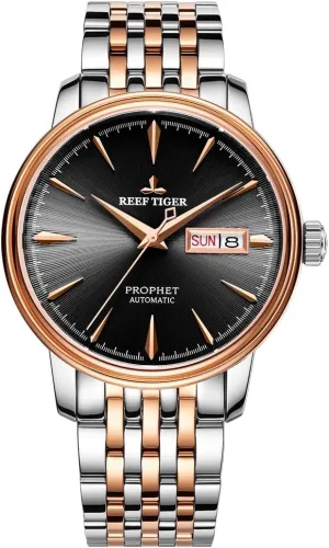 TIGER Men's Dress Watches with Date incompatibility Day Two Tone Rose Gold Automatic Watches RGA8236 (RGA8236-PBT) REEF 