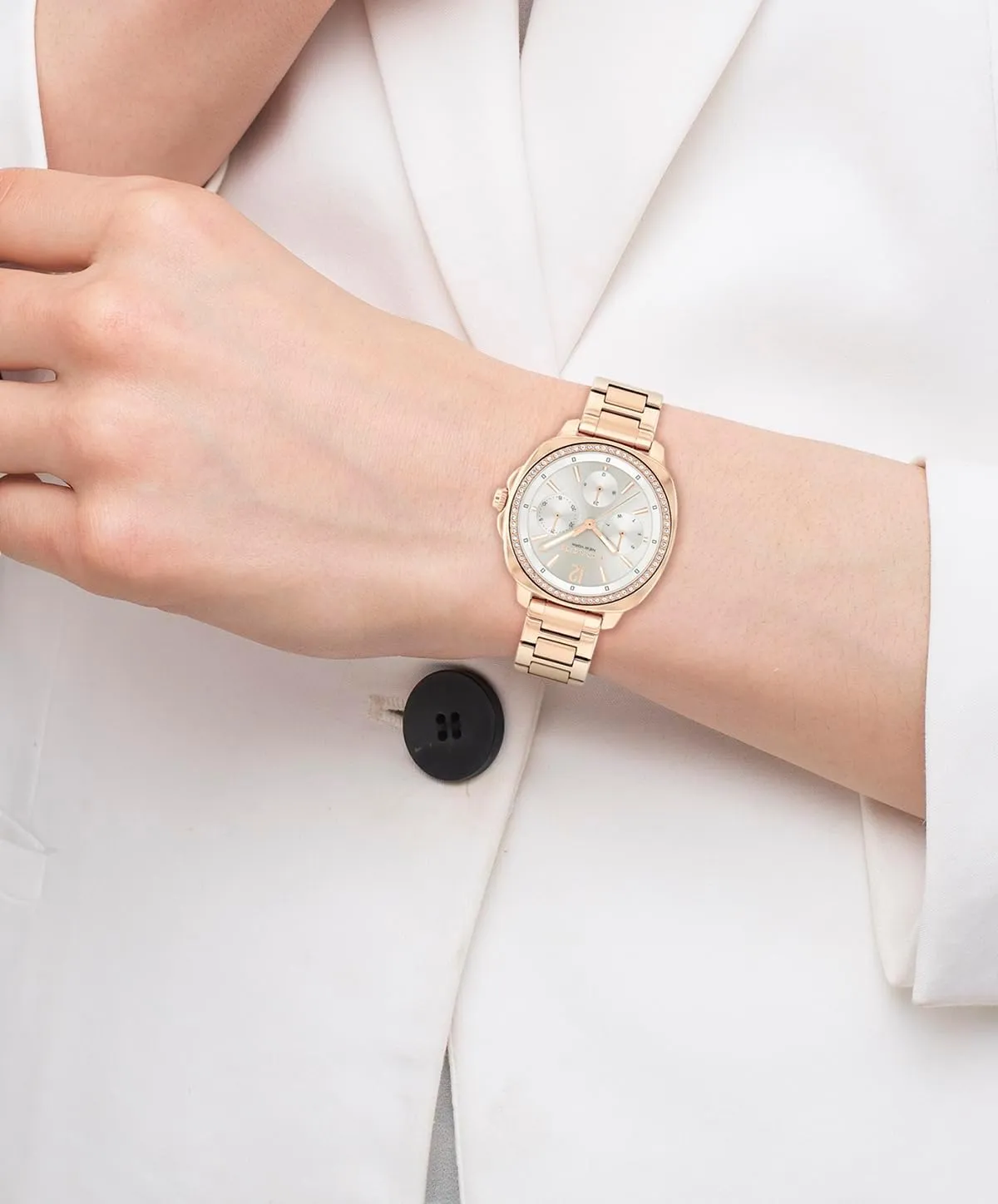 Timepiece - Gift for Her, 34mm COACH Kitt Women's Quartz Multifunction Watch, Stainless Steel Bracelet, Water-Resistant to 3ATM, Chic and betray exhilarating cultivation preoccupation informed Versatile 