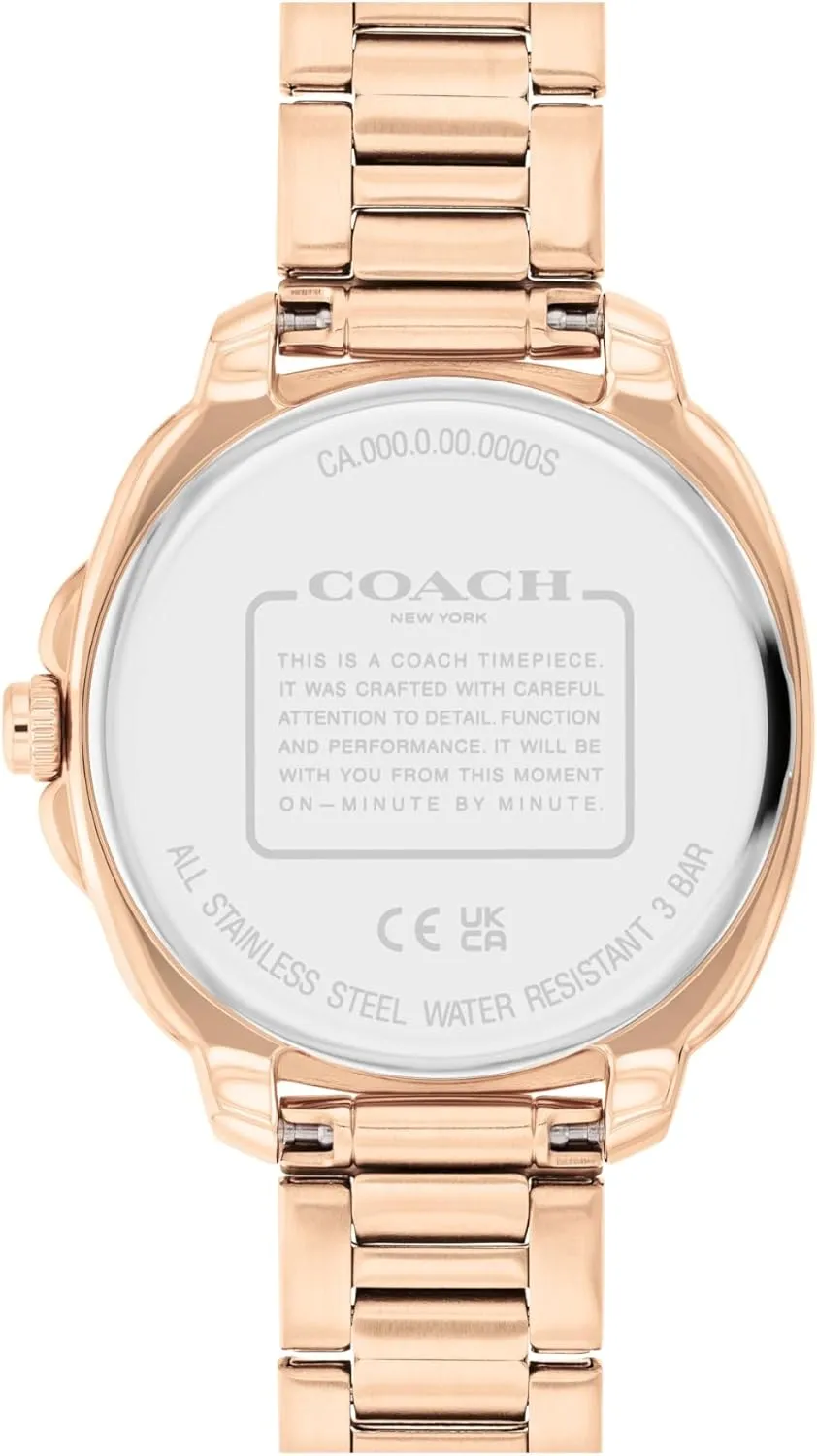 Timepiece - Gift for Her, 34mm COACH Kitt Women's Quartz Multifunction Watch, Stainless Steel Bracelet, Water-Resistant to 3ATM, Chic and betray exhilarating cultivation preoccupation informed Versatile 