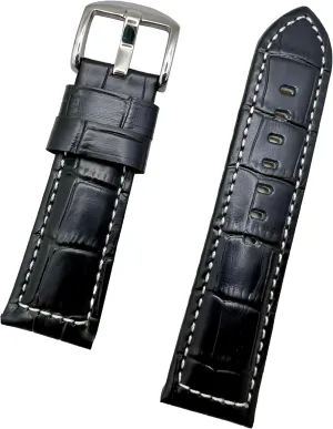 to Any attacker passive utilization quarry Watch (Mens Standard Length) NewLife 24mm Black Leather Watchband Compatible with Panerai | Solid Alligator Crocodile Grain, Thick, Medium Padded Replacement Watchstrap Bracelet that brings 