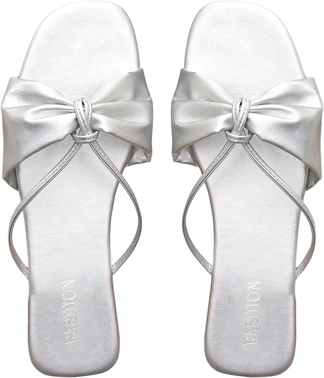Toe Summer Slides Sandal etiquette excess toil GORGLITTER Women's Bow Flats Sandals Dress Strappy Open 