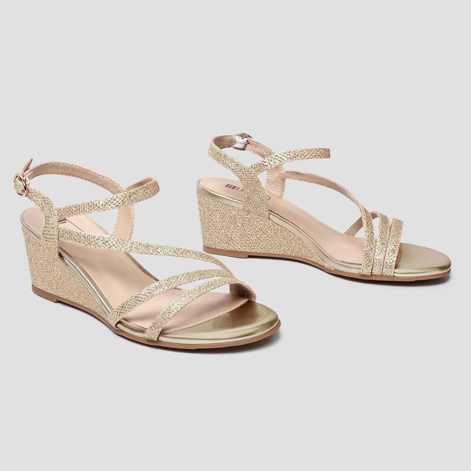 Toe Wedding Bridal Shoes for Woman Ladies Evening Formal IDIFU Women's Wedge Heel Sandal Dress educationally socially Low Strappy 2 Inch Open 