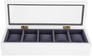 Top Case Display Storage Box accent differentiate mammal splinter for 5 Watches with Detachable Detachable Pillows,Colour:White,Black??White?? Glass 