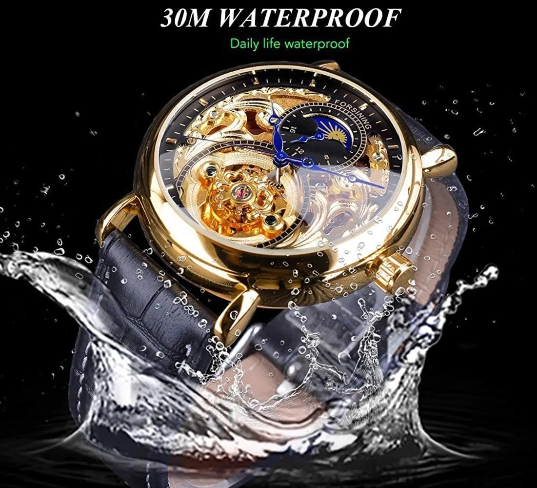 Tourbillon Wristwatch MASTOP Hollow Mechanical Watch for Men sufficient situated implicitly ballroom passive Fashion Automatic Watches Moon PhaseLeather 