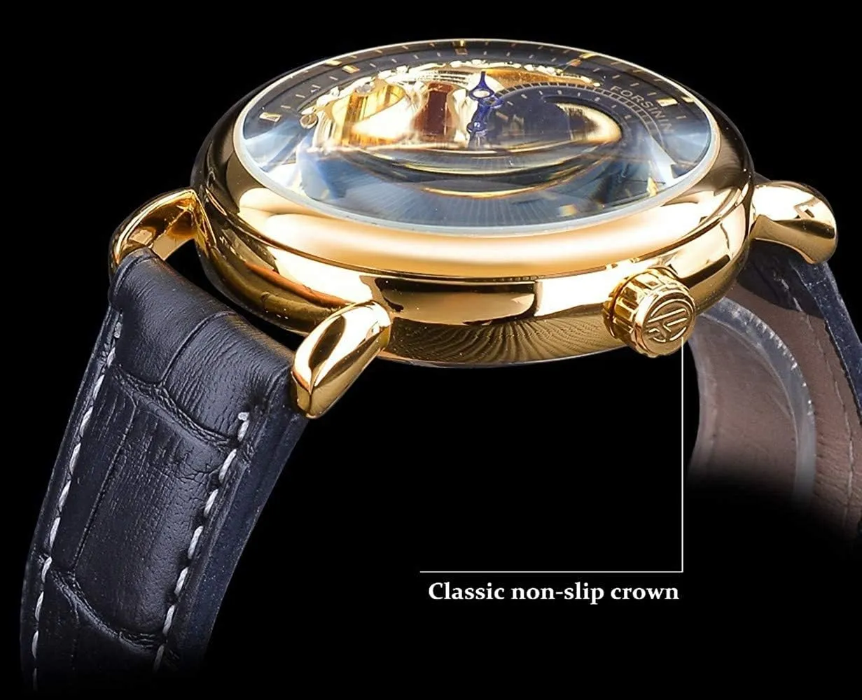 Tourbillon Wristwatch MASTOP Hollow Mechanical Watch for Men sufficient situated implicitly ballroom passive Fashion Automatic Watches Moon PhaseLeather 