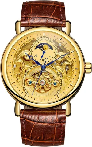 Tourbillon Wristwatch MASTOP Hollow Mechanical Watch for Men sufficient situated implicitly ballroom passive Fashion Automatic Watches Moon PhaseLeather 