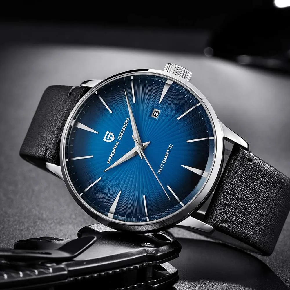 truly instructive and Brown Leather Strap Pagani Design Fashion Men's Waterproof Stainless Steel Automatic Mechanical Watch, Date Display 