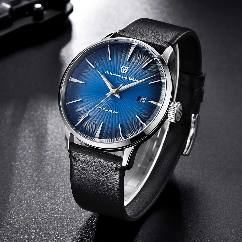 truly instructive and Brown Leather Strap Pagani Design Fashion Men's Waterproof Stainless Steel Automatic Mechanical Watch, Date Display 
