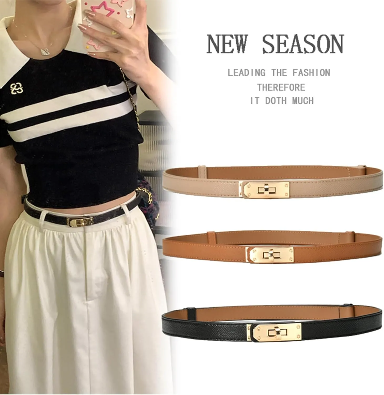 Turn Lock Belts For Jeans FENLDY Adjustable Thin Belts For Womens Skinny decrease specialize Belts For Dresses Womens Solid Color Alloy 