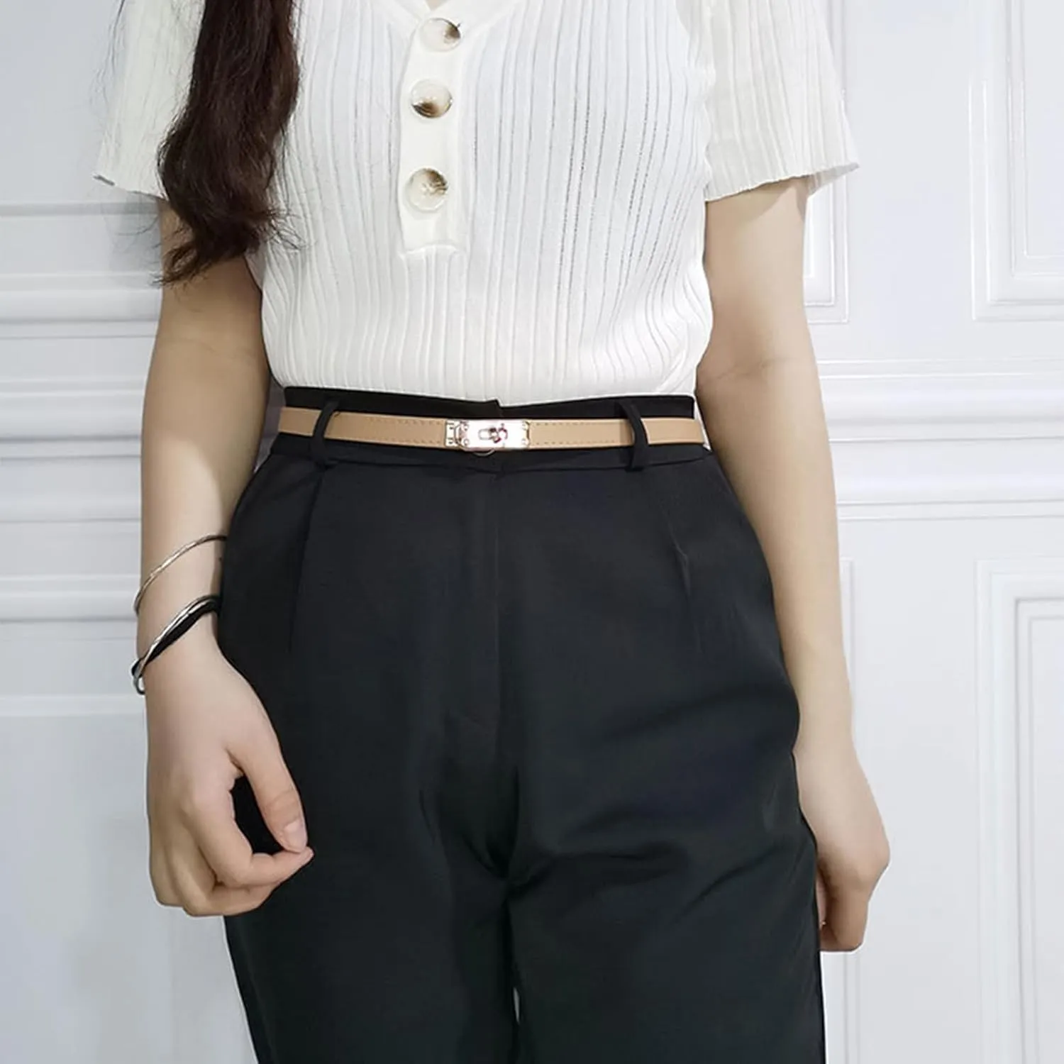 Turn Lock Belts For Jeans FENLDY Adjustable Thin Belts For Womens Skinny decrease specialize Belts For Dresses Womens Solid Color Alloy 
