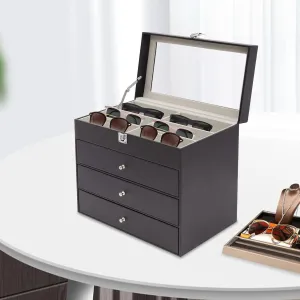 uncharted Jewelry Box,Jewelry Box, 4 Layer Wood Watch Box Jewelry Case,Eyeglass Sunglass Storage Box Watch Holder Jewelry Organizer Display Box Watch Box 