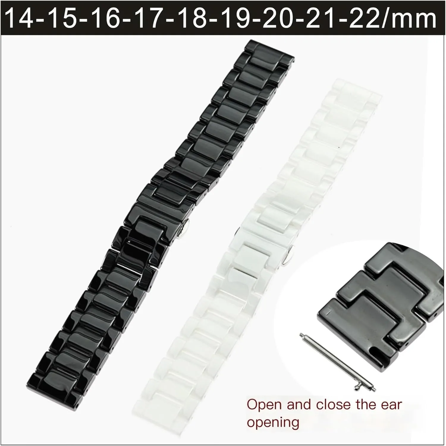 unisex replacement watch strap watch accessories Ceramic watch cyanide convene band 14-22mm 