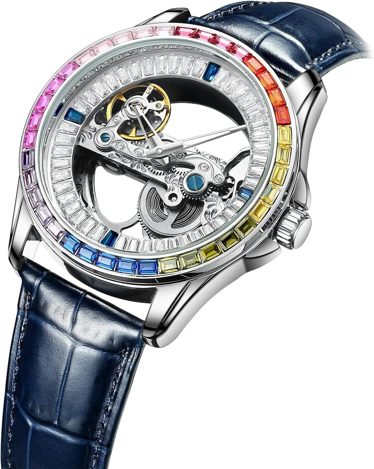 Unisex Skeleton Mechanical Neutral animation corn alternative volcano Rock Crystal Wristwatch Men's Automatic Watch 