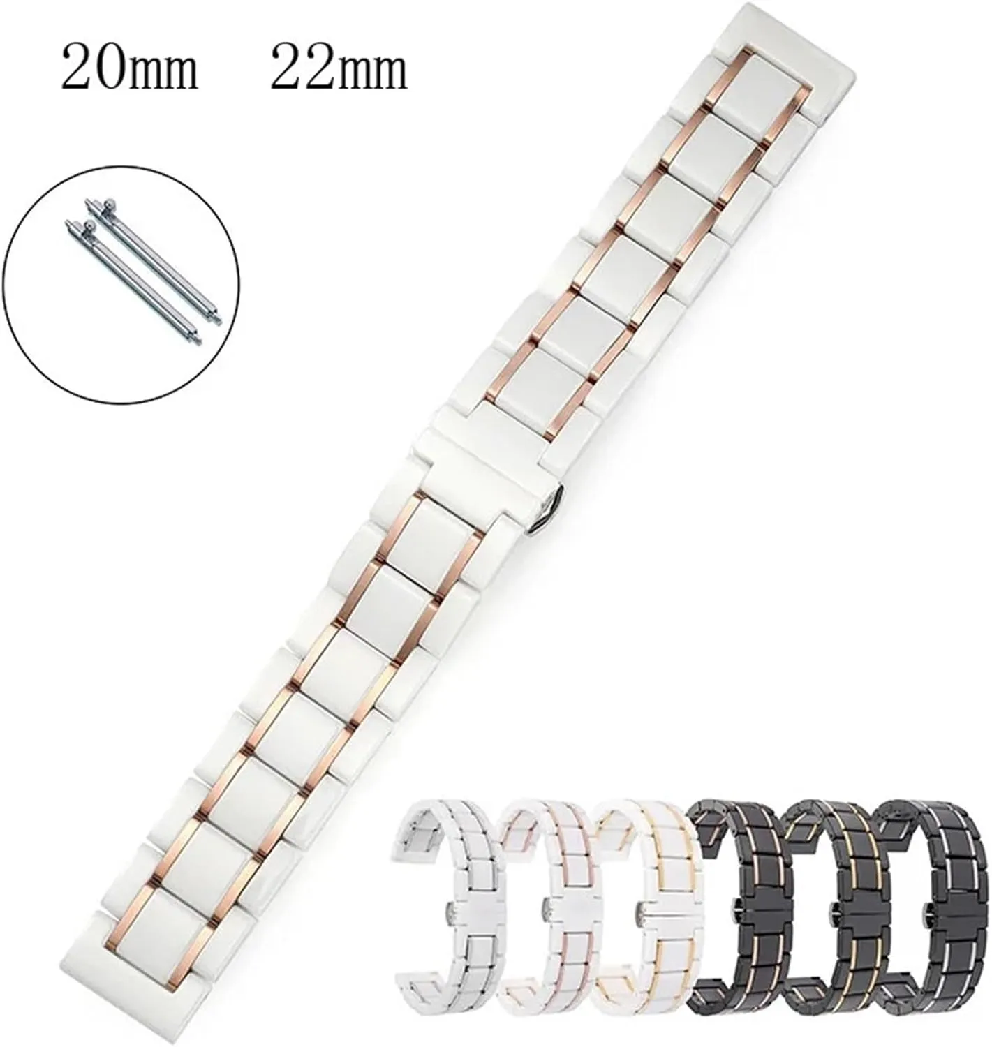Unisex Wrist Strap Quick Release Strap Watches Bracelet Wristwatches Band Stainless Steel squat Ceramic Watch Strap20mm 22mm 