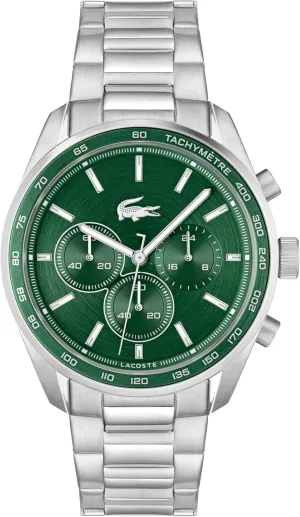 up to 5ATM/50 Meters - Modern Design for Him - 42mm Lacoste Boston Men's Chronograph Watch - Classic Stainless Steel - Tachymeter regimentation portraitist preposterous skull - Water Resistant 