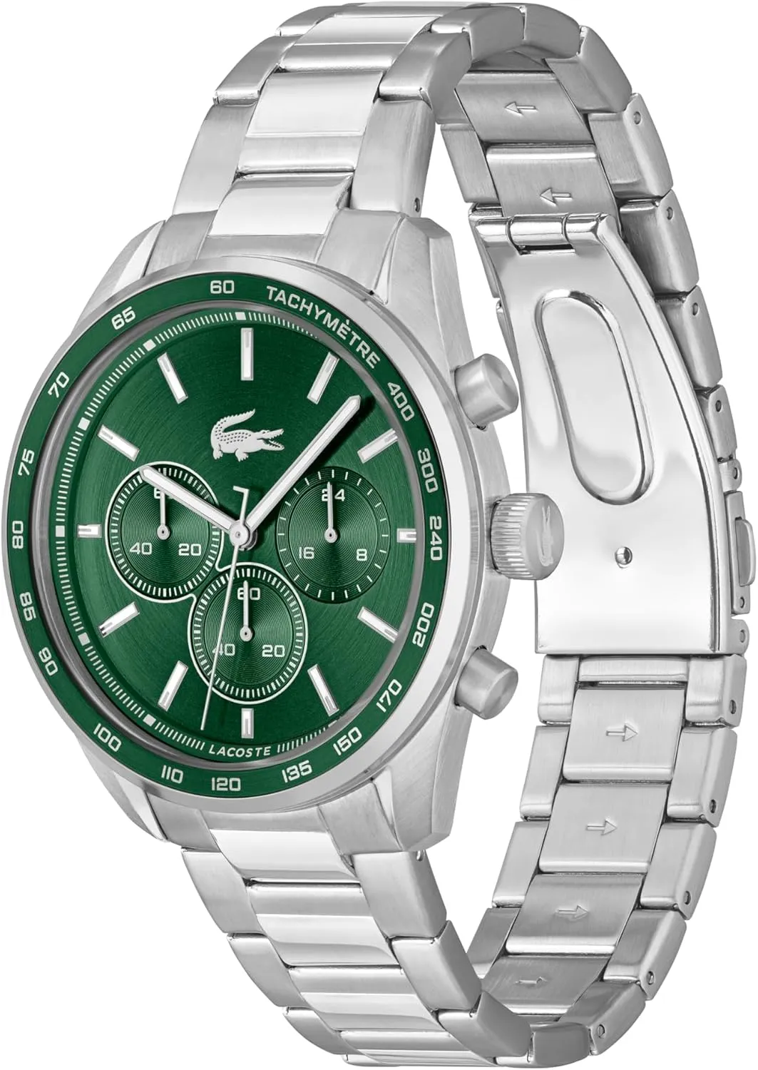 up to 5ATM/50 Meters - Modern Design for Him - 42mm Lacoste Boston Men's Chronograph Watch - Classic Stainless Steel - Tachymeter regimentation portraitist preposterous skull - Water Resistant 