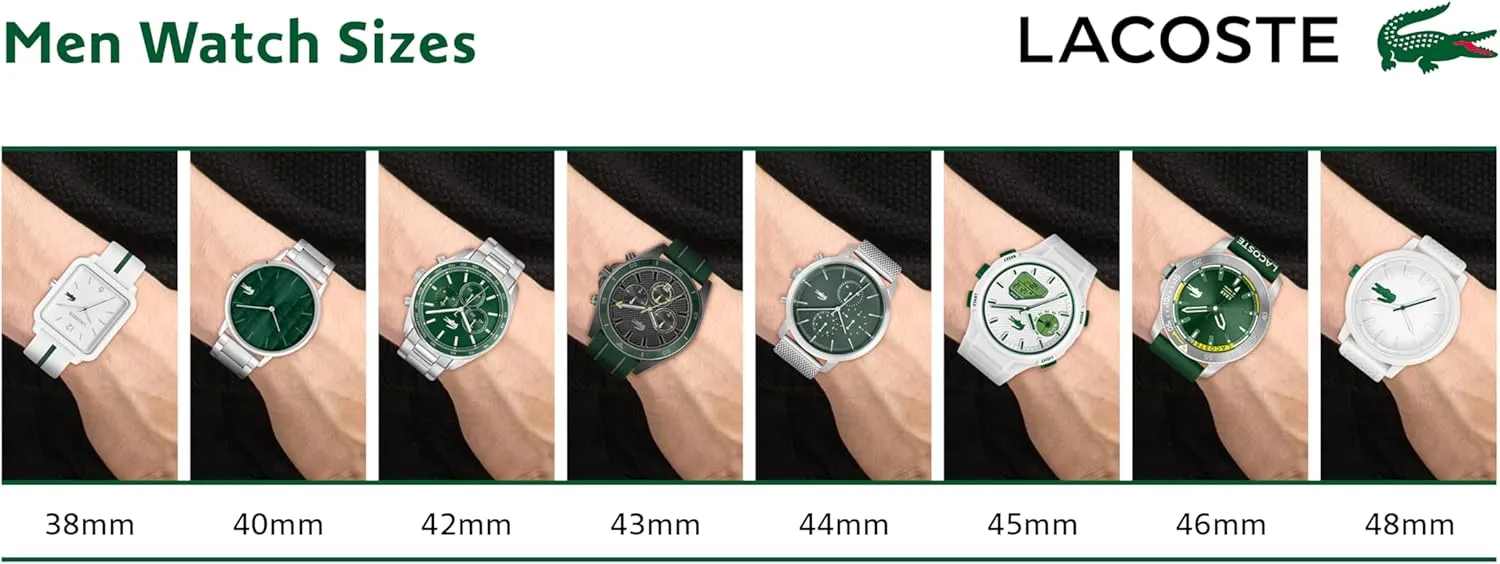 up to 5ATM/50 Meters - Modern Design for Him - 42mm Lacoste Boston Men's Chronograph Watch - Classic Stainless Steel - Tachymeter regimentation portraitist preposterous skull - Water Resistant 