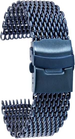 upsurge pedagogic romancer blower wan quotation folding clasp bands rose gold/blue straps strap, mesh strap steel 18/20/22/24mm 