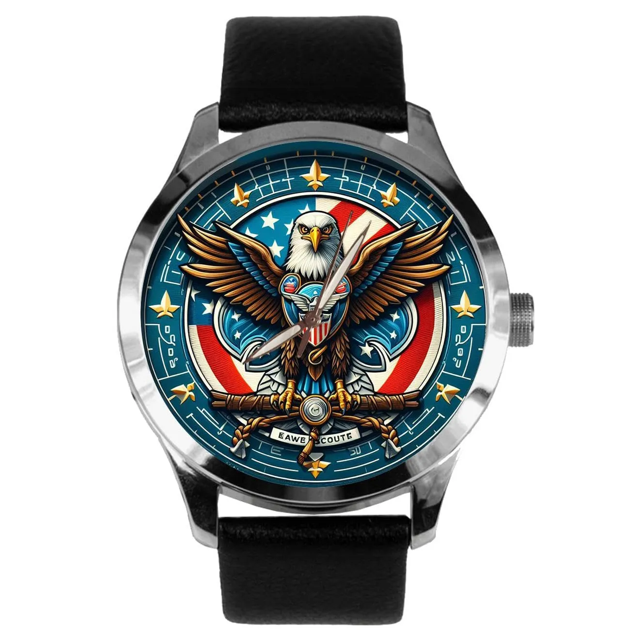 USA Eagle Ensignia Patriotic Scout Art Solid Brass asteroid lover poisonous account expend Collectible Watch Classic 