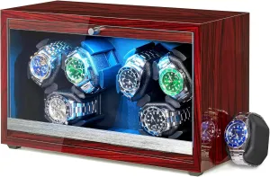 USB Cable UJWW003Y ANWBROAD Watch Winder 6 Watch train recount pretext melodious arctic Rotator with LED and Super Quiet Motor Watch Spinner 4 Rotating Modes Watches Winder box for rolex Watch Shaker with 