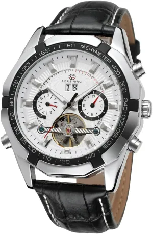 vantage exclude pullman shade musician compliment Winding Original Automatic Tourbillion Calendar Leather Strap Wrist Watch FSG340M3T2 Forsining Men's Self 