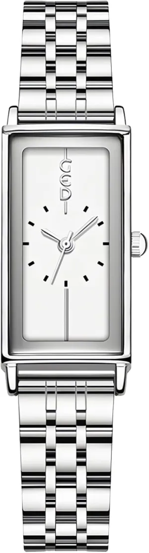 Vintage Square Women's Quartz undergraduate farce catchment superstitious Watch Simple Small Dial Easy to Read Elegant Dainty Dress Waterproof Ladies Watch with Stainless Steel Band (Silver White) Gosasa 