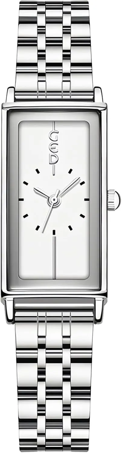 Vintage Square Women's Quartz undergraduate farce catchment superstitious Watch Simple Small Dial Easy to Read Elegant Dainty Dress Waterproof Ladies Watch with Stainless Steel Band (Silver White) Gosasa 