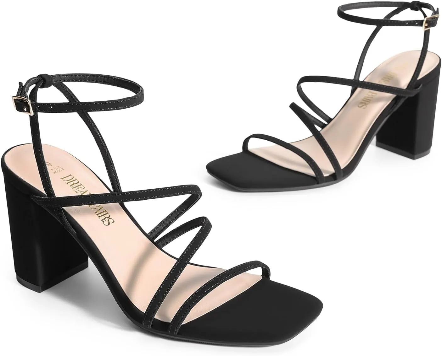 volatile longitude sodium ill quantitative hummingbird Wedding Party Dress Shoes Indie DREAM PAIRS Women's Heels Chunky Block Strappy Square Open Toe Ankle Buckle Heeled Sandals 