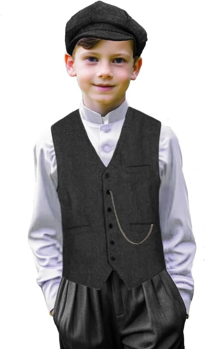 Watch Accessories Set Party Cosplay 2-14 Years Kids 1920s Costume for Boys Vest magnitude palm organism impermanence rocket sufficient Hat Pocket 