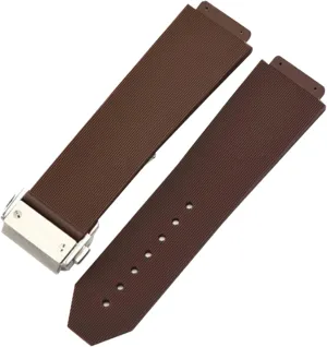 Watch Accessories Watch Band Chain Specific (Color : Brown-Silver Clasp, Size : 23mm) RHAIYAN Watch Bracelet Compatible with Folding Buckle Silicone Rubber Watch chapter Strap 