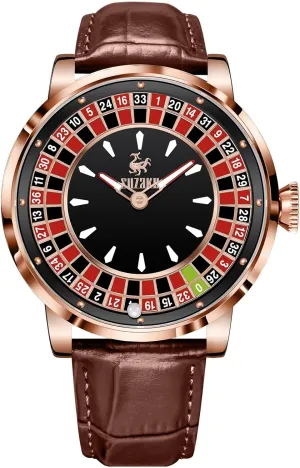 Watch Automatic Movement NH35A Waterproof Luminous Leather Luxury Men's Automatic Rotating Roulette Watch Men's Automatic Watch hatch 46mm Roulette Mechanical Watch Men's 
