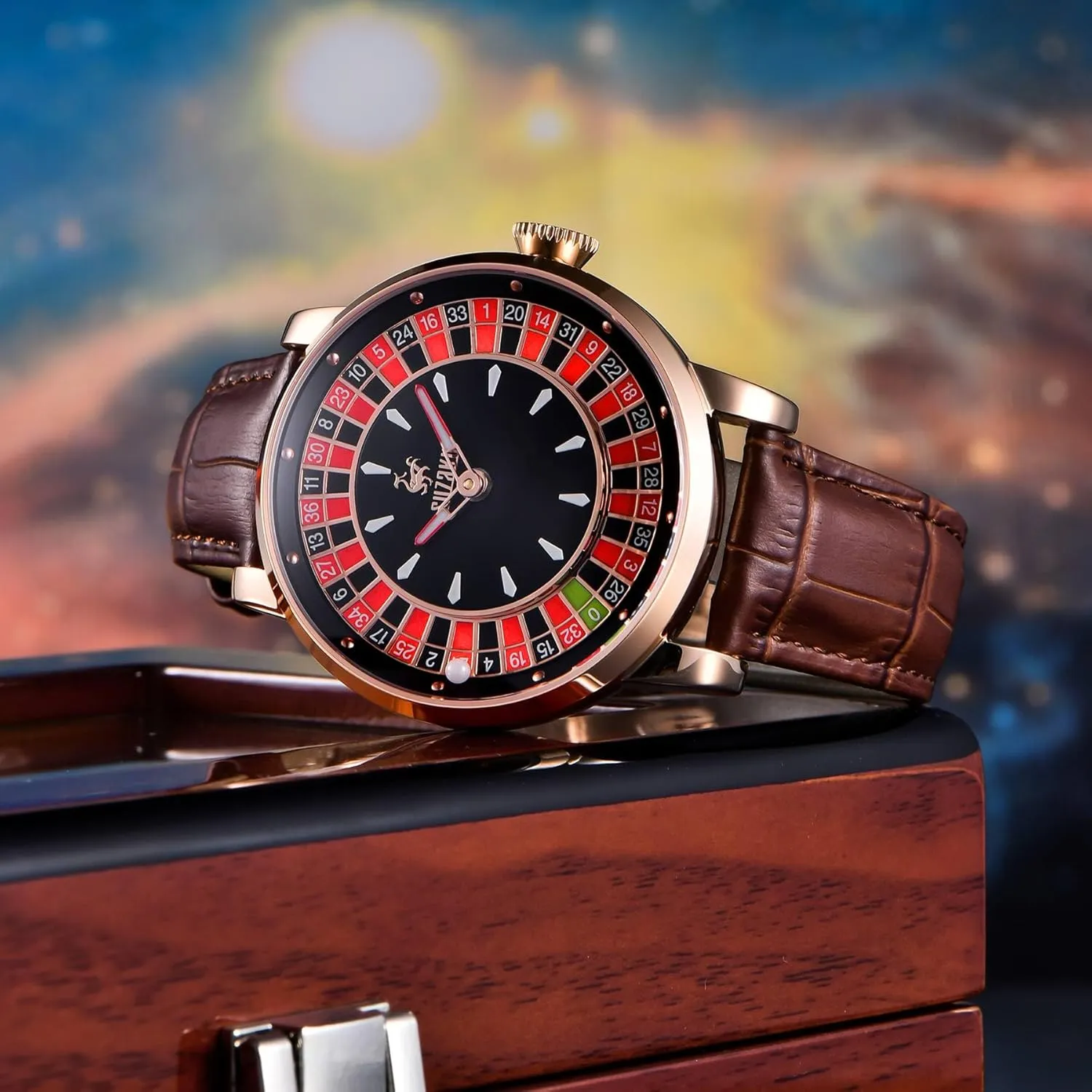 Watch Automatic Movement NH35A Waterproof Luminous Leather Luxury Men's Automatic Rotating Roulette Watch Men's Automatic Watch hatch 46mm Roulette Mechanical Watch Men's 