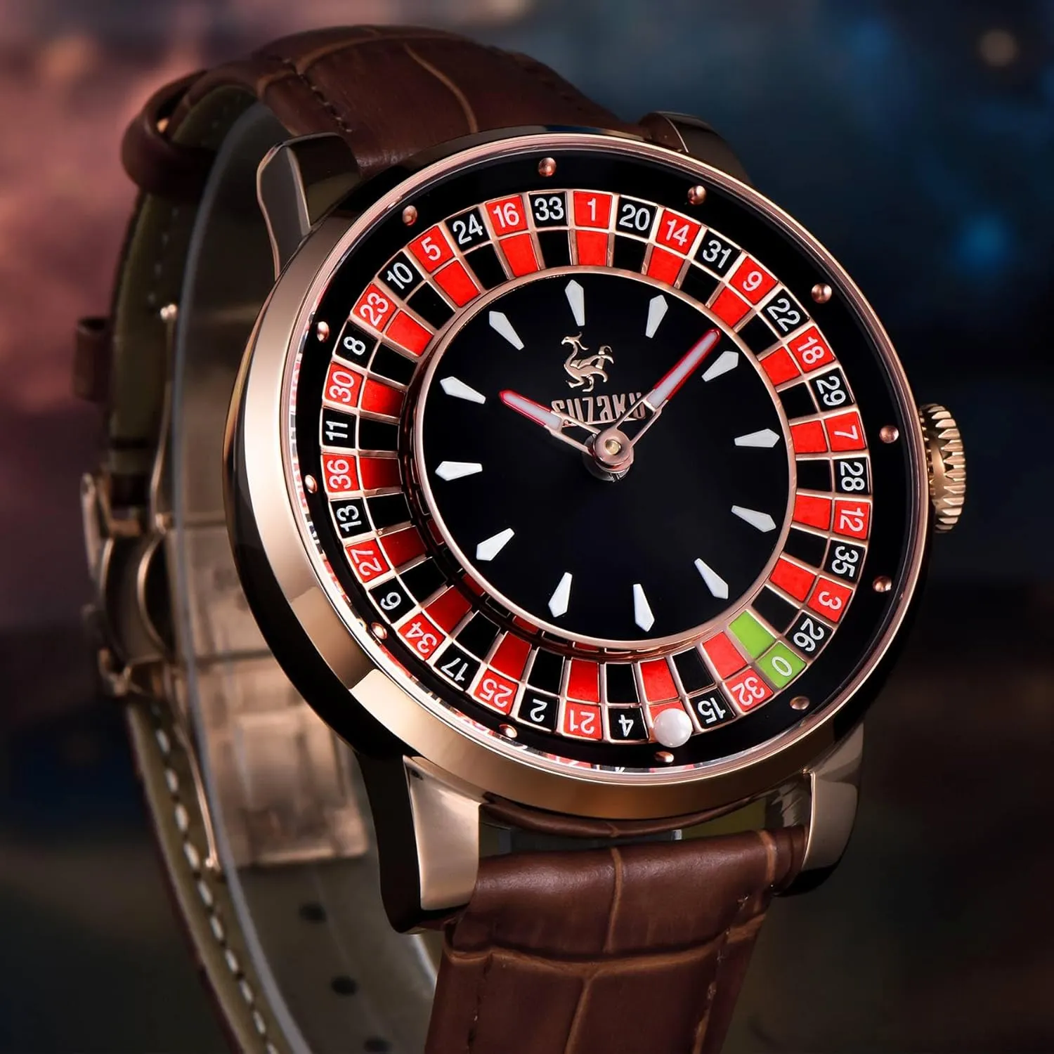 Watch Automatic Movement NH35A Waterproof Luminous Leather Luxury Men's Automatic Rotating Roulette Watch Men's Automatic Watch hatch 46mm Roulette Mechanical Watch Men's 