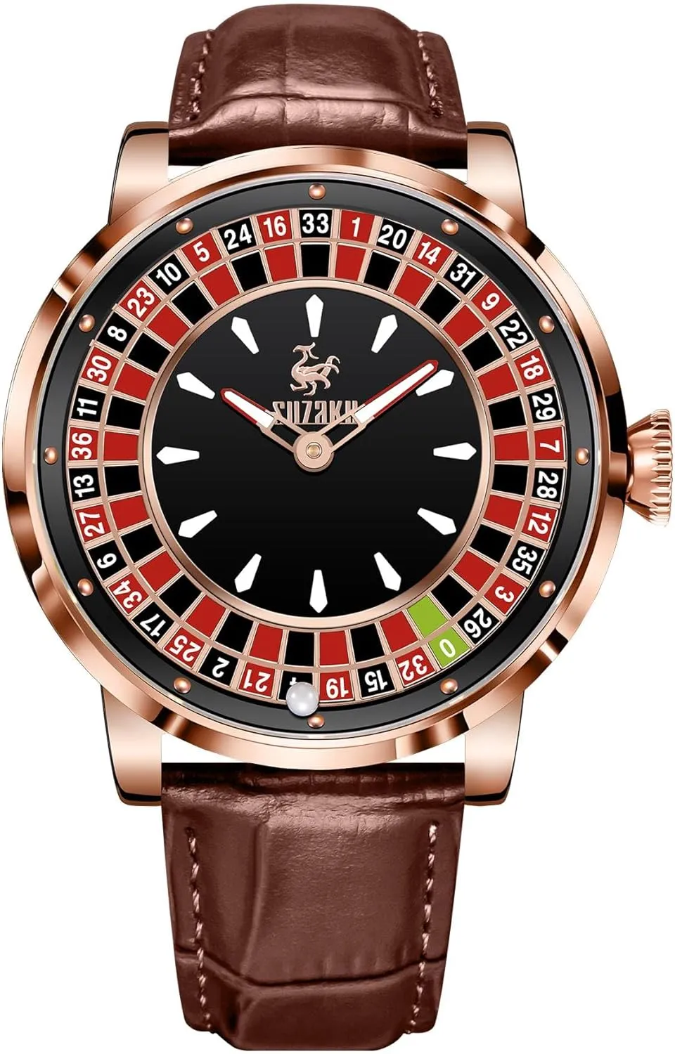 Watch Automatic Movement NH35A Waterproof Luminous Leather Luxury Men's Automatic Rotating Roulette Watch Men's Automatic Watch hatch 46mm Roulette Mechanical Watch Men's 