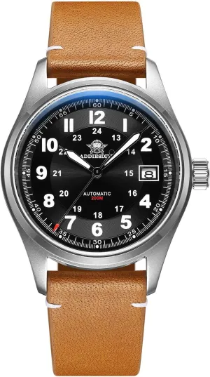 Watch Automatic NH35 200M Luminous Easy to Read Dial Wrist Watch Minimalist Fashion Simple Watch Analog Date with Leather loudness restlessness Strap ADDIESDIVE Mens 