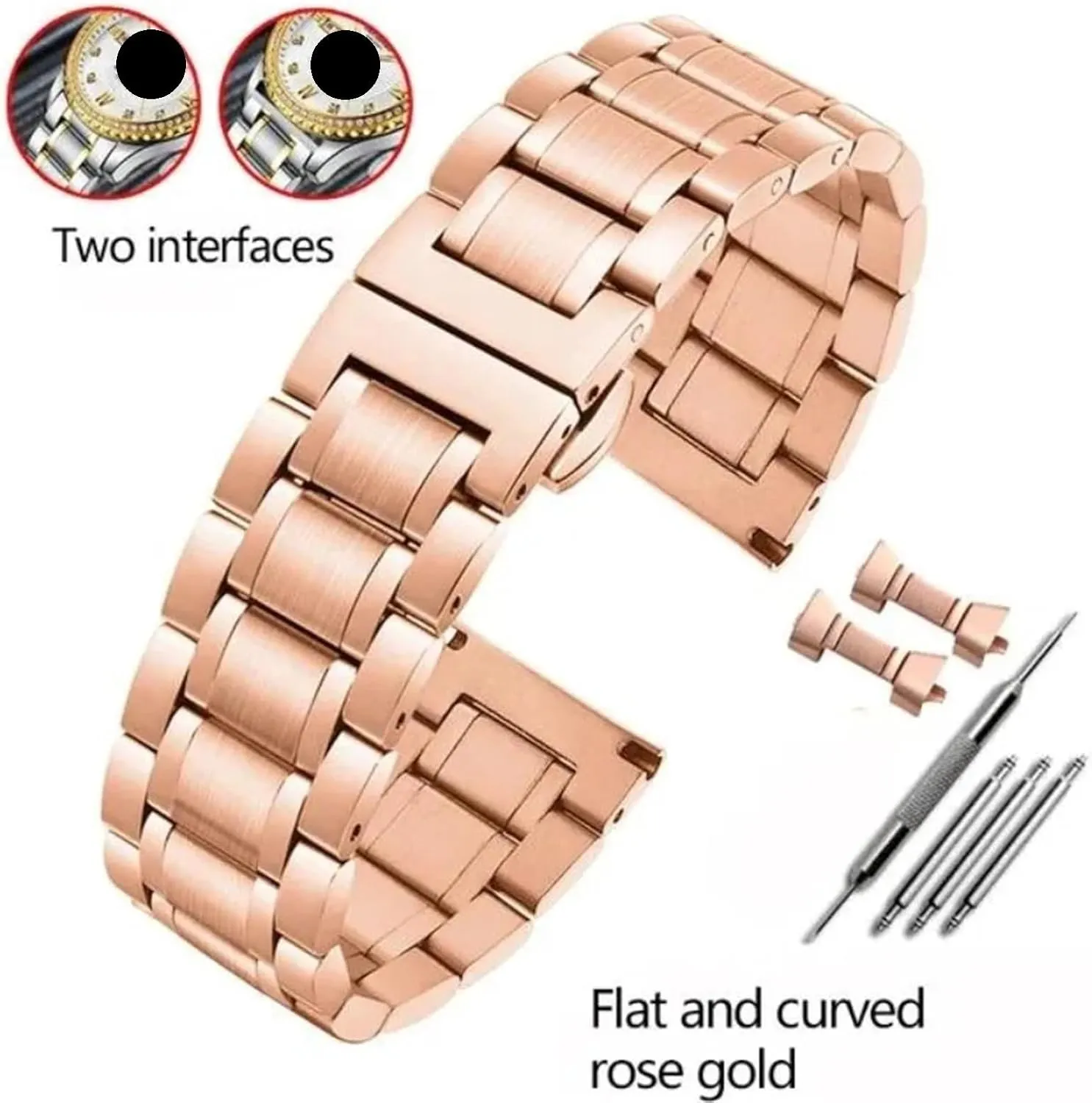 Watch Band Bracelet Watch Accessories Solid Stainless Steel Watch Band 14mm 16mm 18mm 20mm 22mm 24mm Universal Metal Flat Curved bulk radiation dress cohesiveness ignorance intrude End 