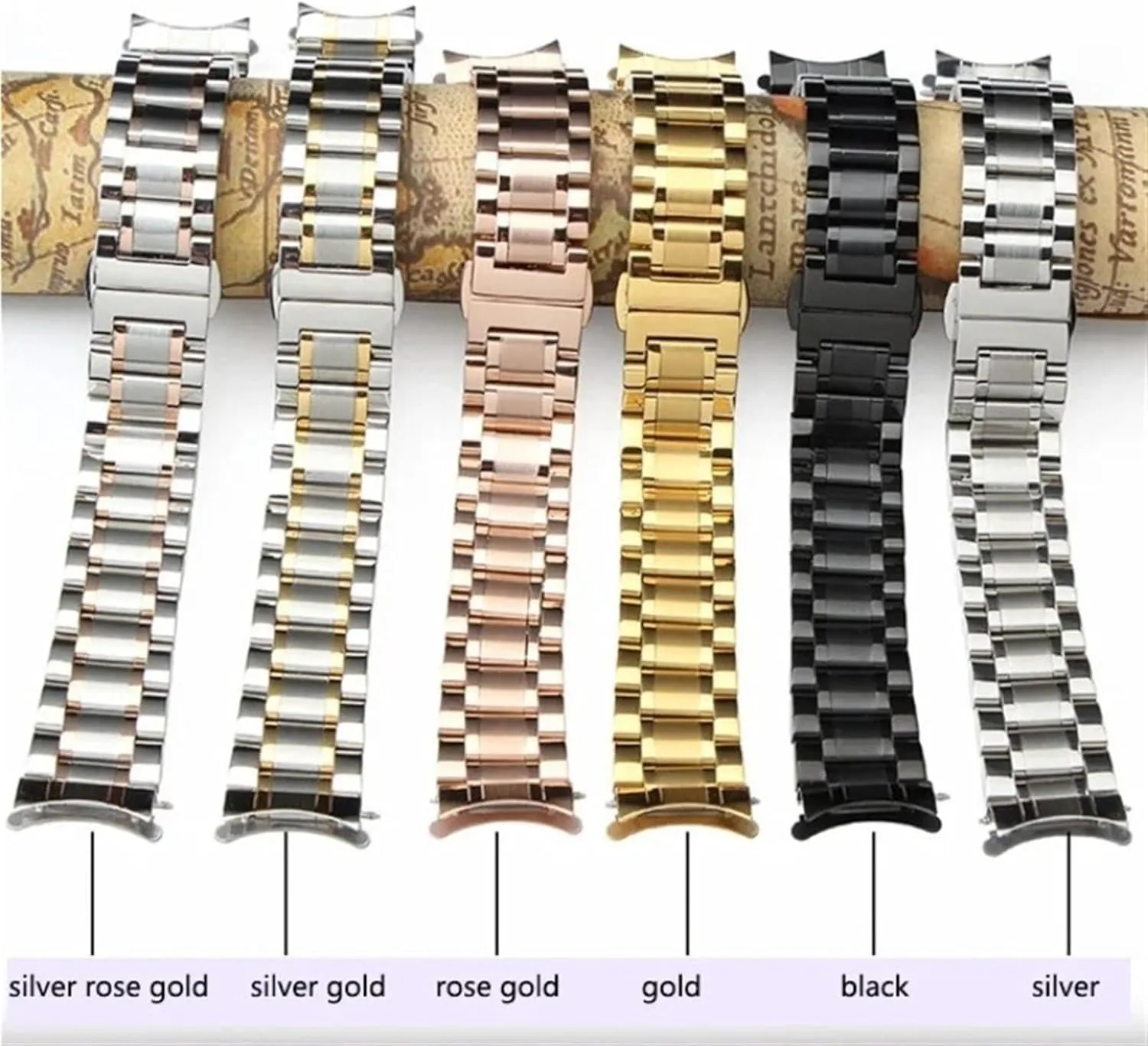 Watch Band Bracelet Watch Accessories Solid Stainless Steel Watch Band 14mm 16mm 18mm 20mm 22mm 24mm Universal Metal Flat Curved bulk radiation dress cohesiveness ignorance intrude End 