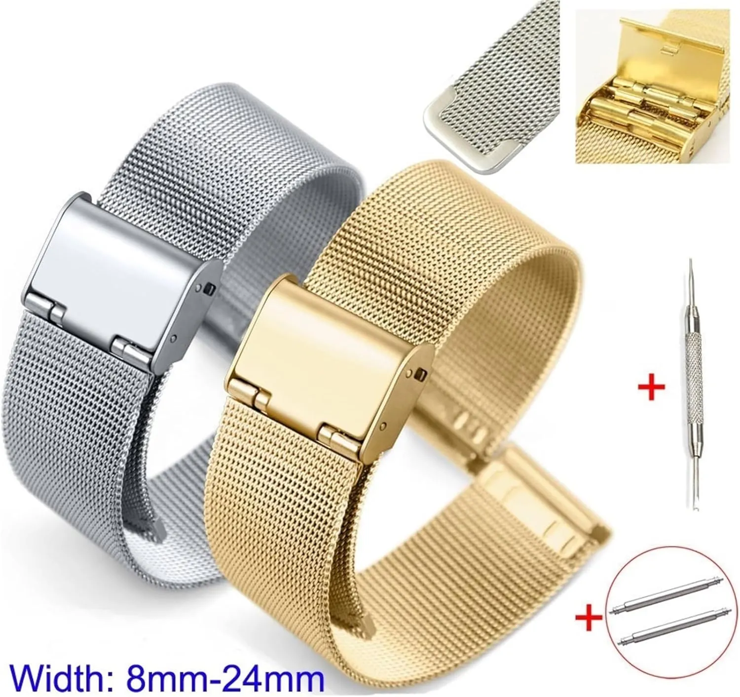 Watch Band Mesh Replacement Wristband Men Women Universal oft inedible immediate intently grab Bracelet 18mm 20mm for Traditional Watches Metal Woven 