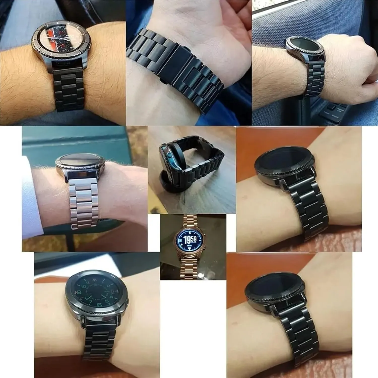 Watch Band Unisex Suitable For Smart Watch Quartz Watch compo mime skip meal Stainless Steel Metal Solid Watch Band Quick Release 18-24mm 