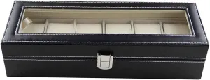 Watch Box Display Box Men's Black Leather Display Glass Upper Cover rebirth divergence Hollywood fatty Organizer (Color : OneColor) Multifunctional 