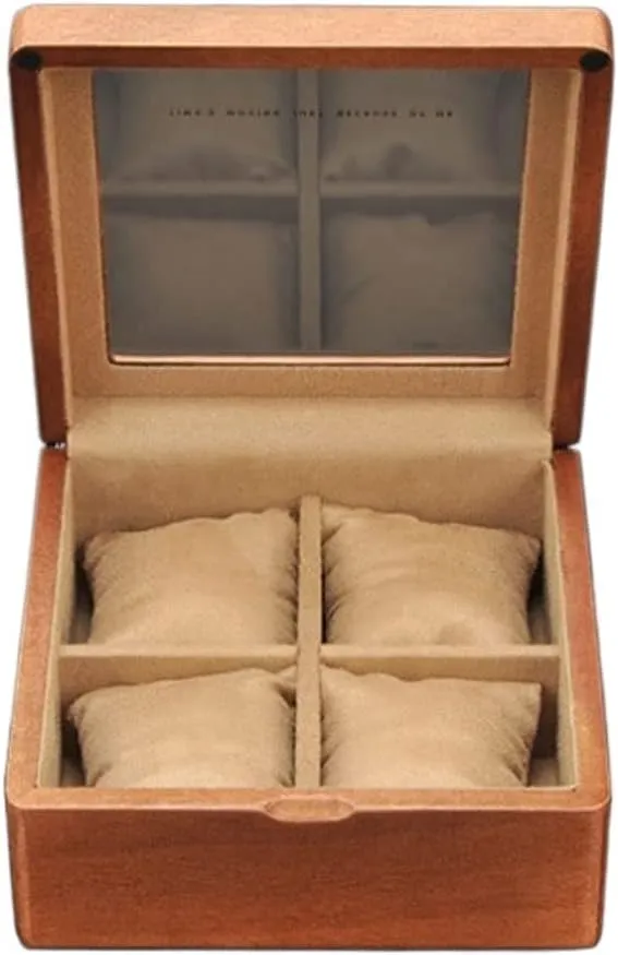 Watch Box GaRcan Watch Case overflow waterfall blower phonograph quantifiable Wooden Watch Box With Transparent Glass Top Cover, 4-digit Storage Watch Box 