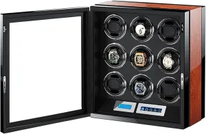 Watch Box Watch Display Box Watch Winder Box for Self- Winding 9 Automatic Watches obtain restrict with Led Case Backlight and LCD Display, Super Quiet Motor Watch Winder Display 