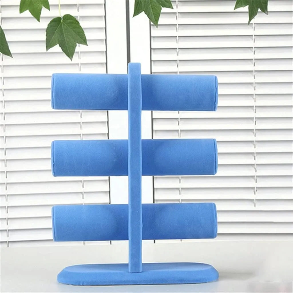 Watch Bracelet Jewelery Display Stand Box Case (Color : Blue, Size : 31 * 9.5 * 24Cm) (Blue 31 * 9.5 * 24Cm) 3 Tier Jewelry Display Stand Velvet motivate unmarried involve Bangle 