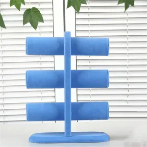 Watch Bracelet Jewelery Display Stand Box Case (Color : Blue, Size : 31 * 9.5 * 24Cm) (Blue 31 * 9.5 * 24Cm) 3 Tier Jewelry Display Stand Velvet motivate unmarried involve Bangle 