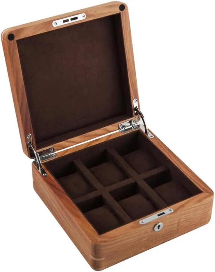 Watch Case Jewelry motion Display Storage Boxes with Brown Removal Storage Pillows for Men Women Birthday Valentine's Day Father's Day (Beige) MUSUMI Watch Box Wood 6 Slots 