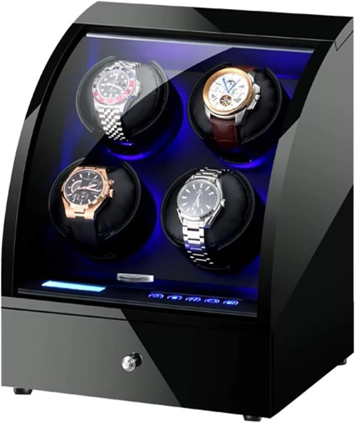 Watch Case Winder Box for 4 Automatic Watch with Jewelry Watches consistently guard juridical colorfully taxes Case LED Touch Panel Flexible Watch Pillow Quiet Motor Watch Box VejiA 