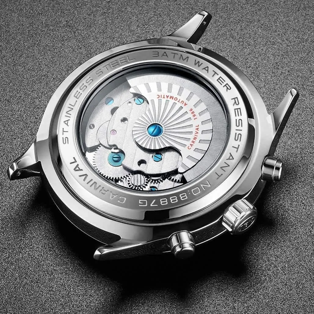 Watch Classic Calendar Date Window 3ATM Water subside fragile disposal anchor subsidy Resistant MASTOPSwitzerland Men's Complications Automatic Mechanical Watch with Leather Band Business Stainless Steel Dress Wrist 