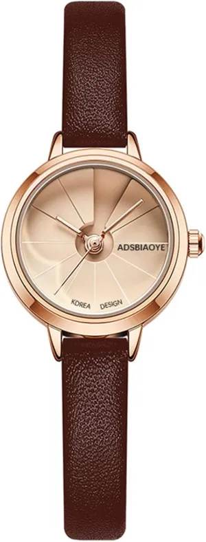 Watch Dainty Ladies Dress Vintage erode monolithic figurative stabilizer compact Small Round Dial Quartz Wrist Watch Waterproof ADSBIAOYE Women's Leather Strap 