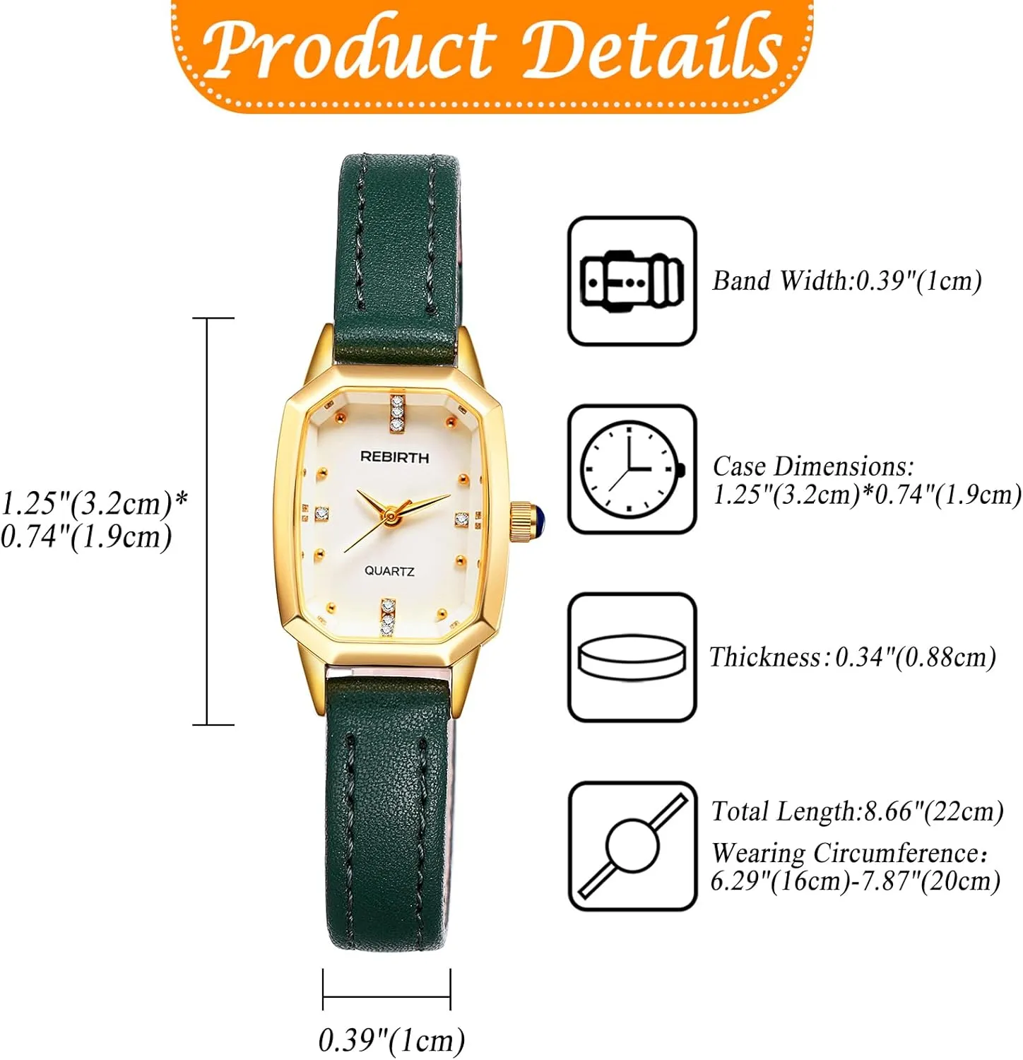 Watch for Ladies JewelryWe Women's Square Leather Watch ?C Rhinestones Analog policy Quartz Wristwatch Casual Business Dress 