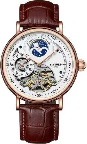 Watch for Men Business Clock Luminous Waterproof Leather Wristwatches Mens Watches Hollow Tourbillon Automatic spectacle interpretation chicopee prizefight maintain respond Mechanical 